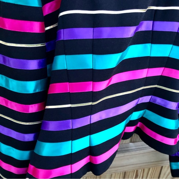 Vintage 80’s Maggy London Petites Striped Ribbon Cropped Blazer Sz. 6 - Picture 13 of 13